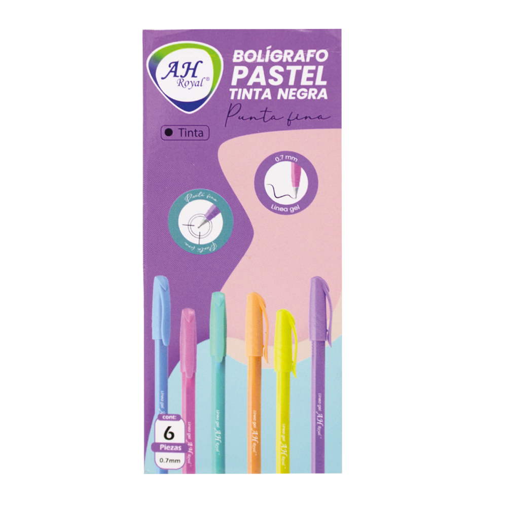 BOLÍGRAFO TRIANGULAR LINEA GEL COLORES PASTEL TINTA NEGRA