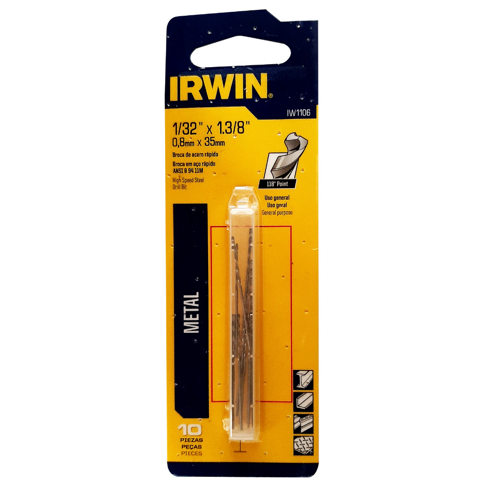 BROCA LAMINA IRWIN HSS 1/32 BLISTER X 10 (IW1106)(PRECIO X UNIDAD)