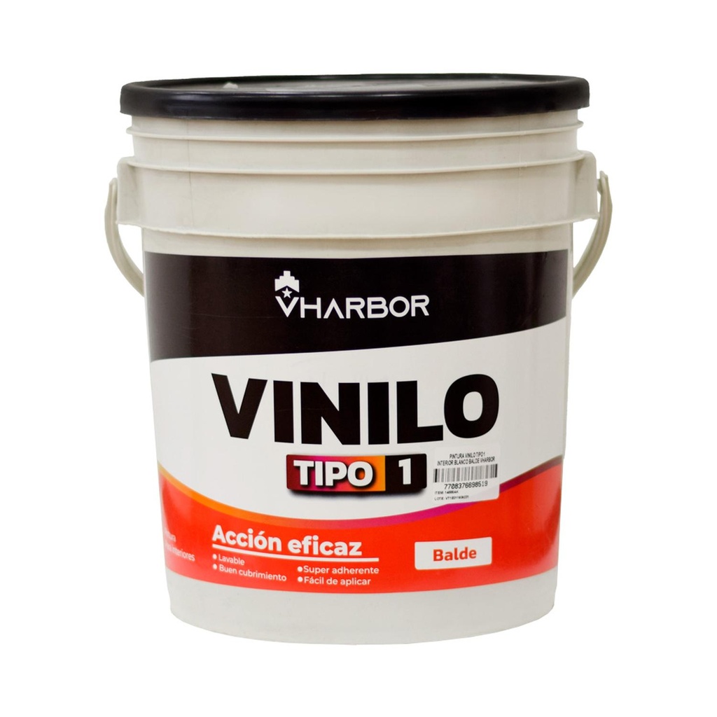 PINTURA VINILO TIPO 1 INTERIOR BLANCO BALDE  (VHARBOR)