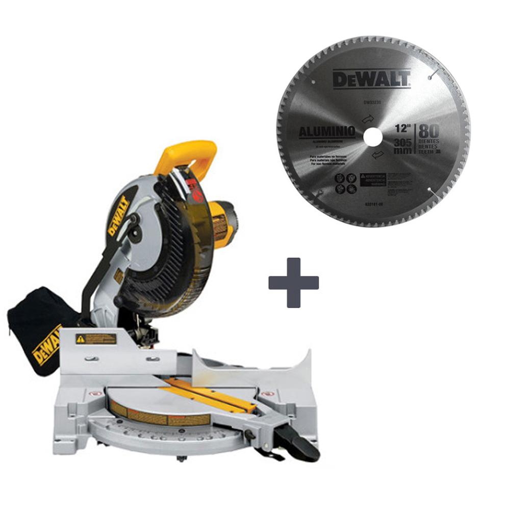 SIERRA ACOLILLADORA (INGLETEADORA) DEWALT 12 15 AMPS (DWS715-B3A) + DISCO ALUMINIO DEWALT 12 X 80