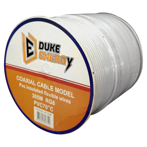 [3207] CABLE COAXIAL RG6 FINO AL 90% BLANCO DUKE ENERGY CARRETO X 305 MTS (HT10086)