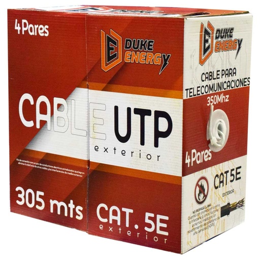 [3208] CABLE UTP NIVEL 5E BLANCO INTERIOR 4 PARES FINO DUKE ENERGY X 305 MTS (60% COBRE-40% ALUMINIO)(HT10093)(CAT5E)(HT1406)