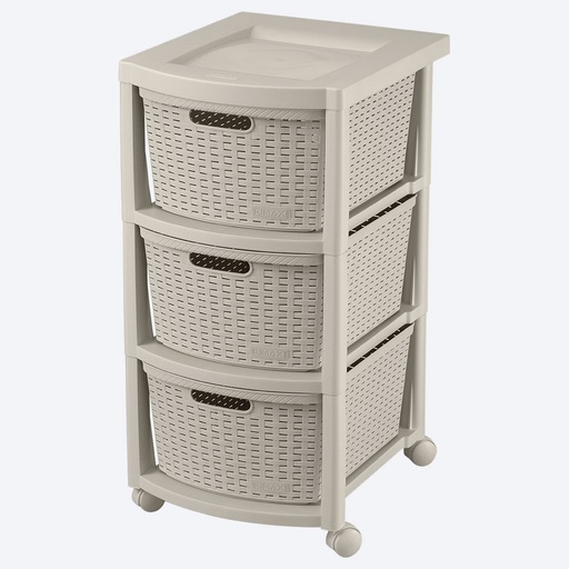 [18986] CAJONERO RATTAN 3 GAVETAS TAUPE RIMAX