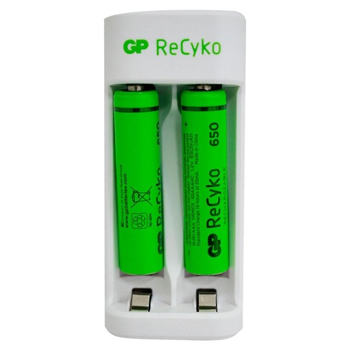 [11489] CARGADOR PILA GP USB CON 2 PILAS E211(2 PILAS AAA  650MAH)(GPPBE211US65-C2)