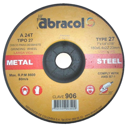 [6228] DISCO ABRACOL P/M 7 X 1/4 (DT27 180X64X2223MM) (906) (ABD7A0024076)