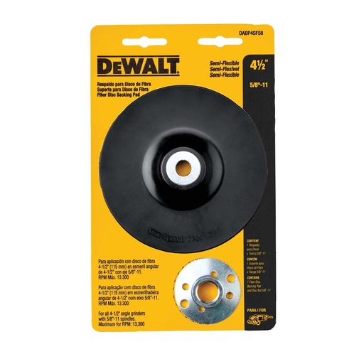 [17809] RESPALDO DISCO DE FIBRA 4-1/2" SEMI-FLEXIBLE DEWALT (DABP4SF58)