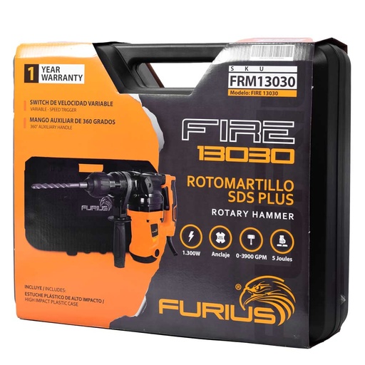 [19998] ROTAMARTILLO SDS PLUS 1300W 5 JOULS 3900BPM (FRM13030)FURIUS
