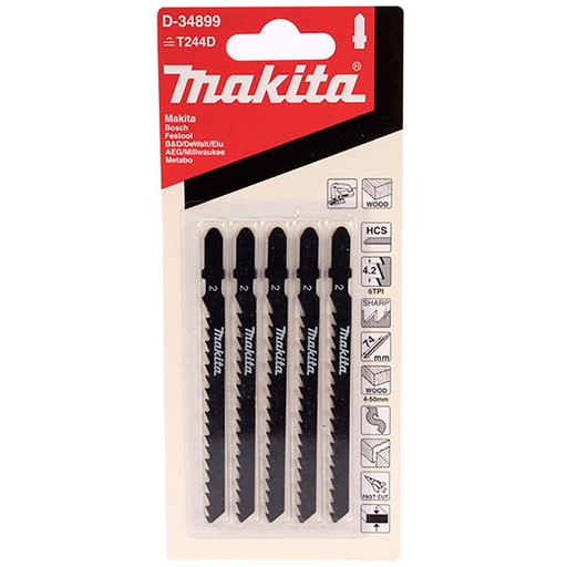 [14959] SIERRA PARA CALADORA CORTE MADERA CURVO HCS MAKITA 6TPI X 5 PZS (D-34899)