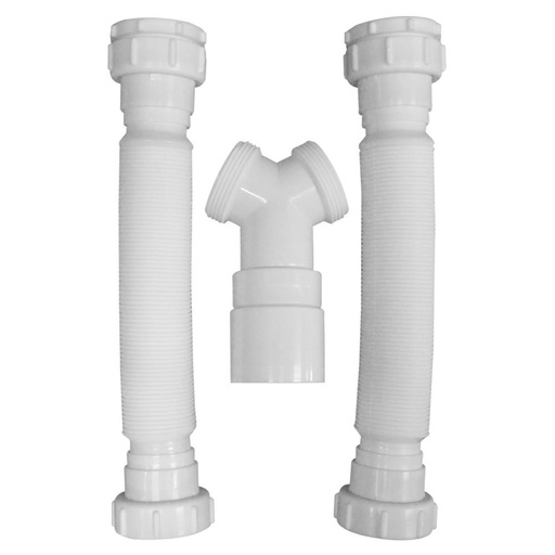 [10526] SIFON LAVAMANOS / LAVAPLATOS FLEXIBLE DOBLE BLANCO 1 1/4 BOCCHERINI (F6102-1)
