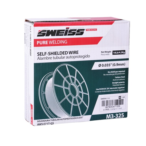 [19462] SOLDADURA FCAW AUTOPROTEGIDA AWS E71T-GS 10LB 4.5KG SWEISS (0.035/0.9MM) (M3-325)