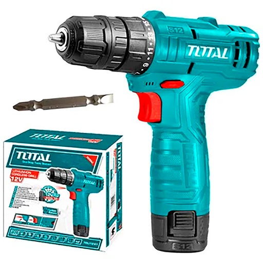 [17966] TALADRO INALAMBRICO 3/8 (10MM) 12V TOTAL INCLUYE 1 BATERIA DE 1.5AH NO INCLUYE CARGADOR(TDLI12428)