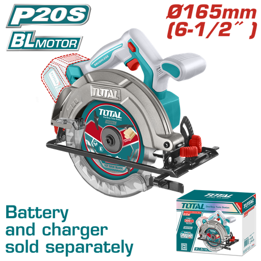 [21236] SIERRA CIRCULAR INALAMBRICA 20V 6 1/2 BATERIA Y CARGADOR NO INCLUIDO  INDUSTRIAL SUPER TOTAL  (TSLI1652)